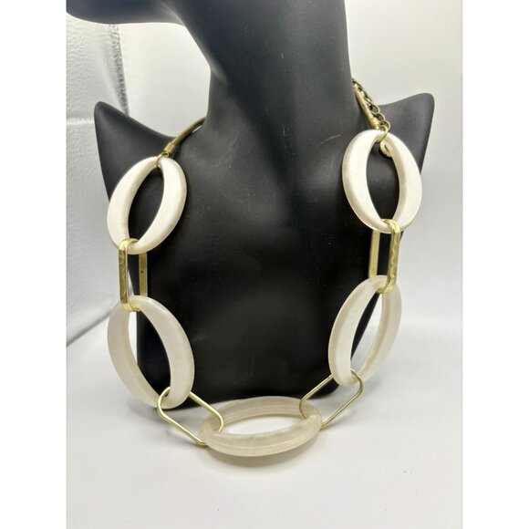 Rush By Denis Charles White Gold Tone Lucite Chain Link Necklace Statement - Picture 1 of 3
